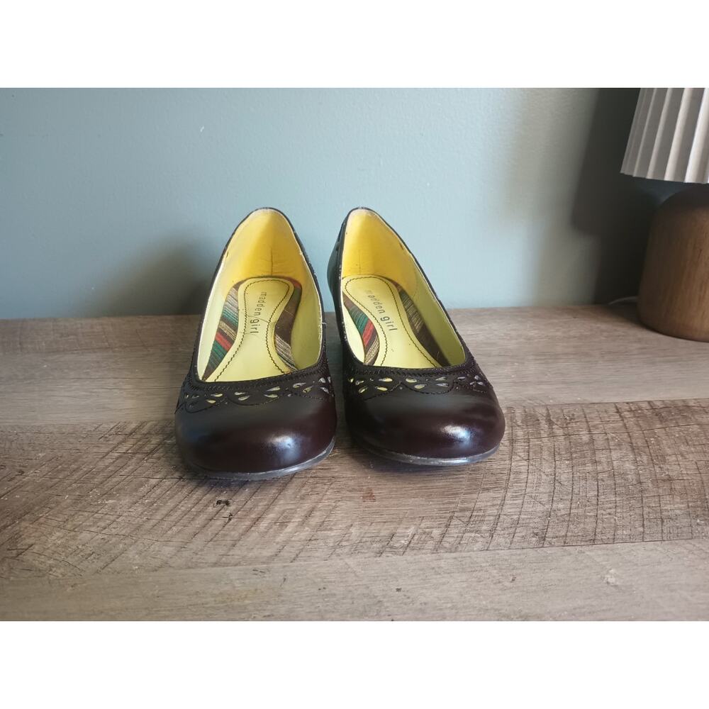 Madden Girl Y2K Ballet Wedge Shoes 7 Brown Cut Out Twee Cottage Coquette Fairy - Picture 2 of 16